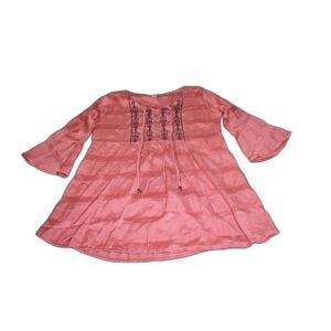 Diya Design Studio Embroidered Boho Tunic Dress - Dusty Rose - Size L